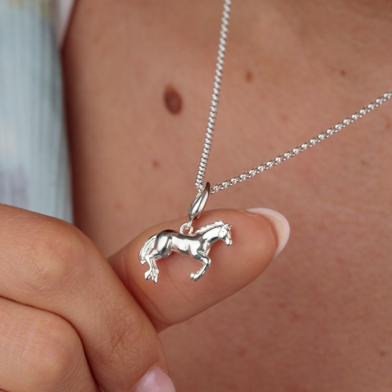 Sterling Silver Horse Charm Necklace