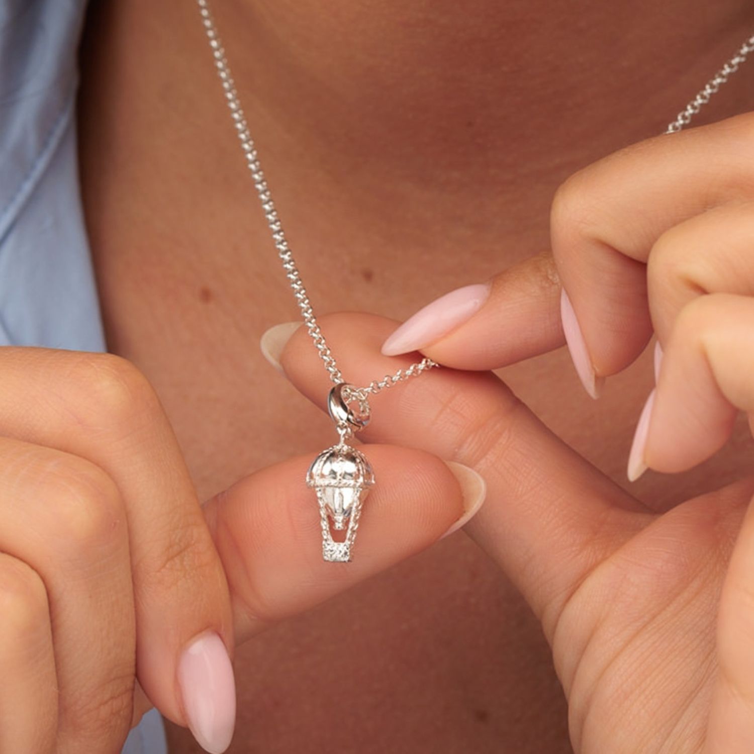 Sterling Silver Hot Air Balloon Necklace