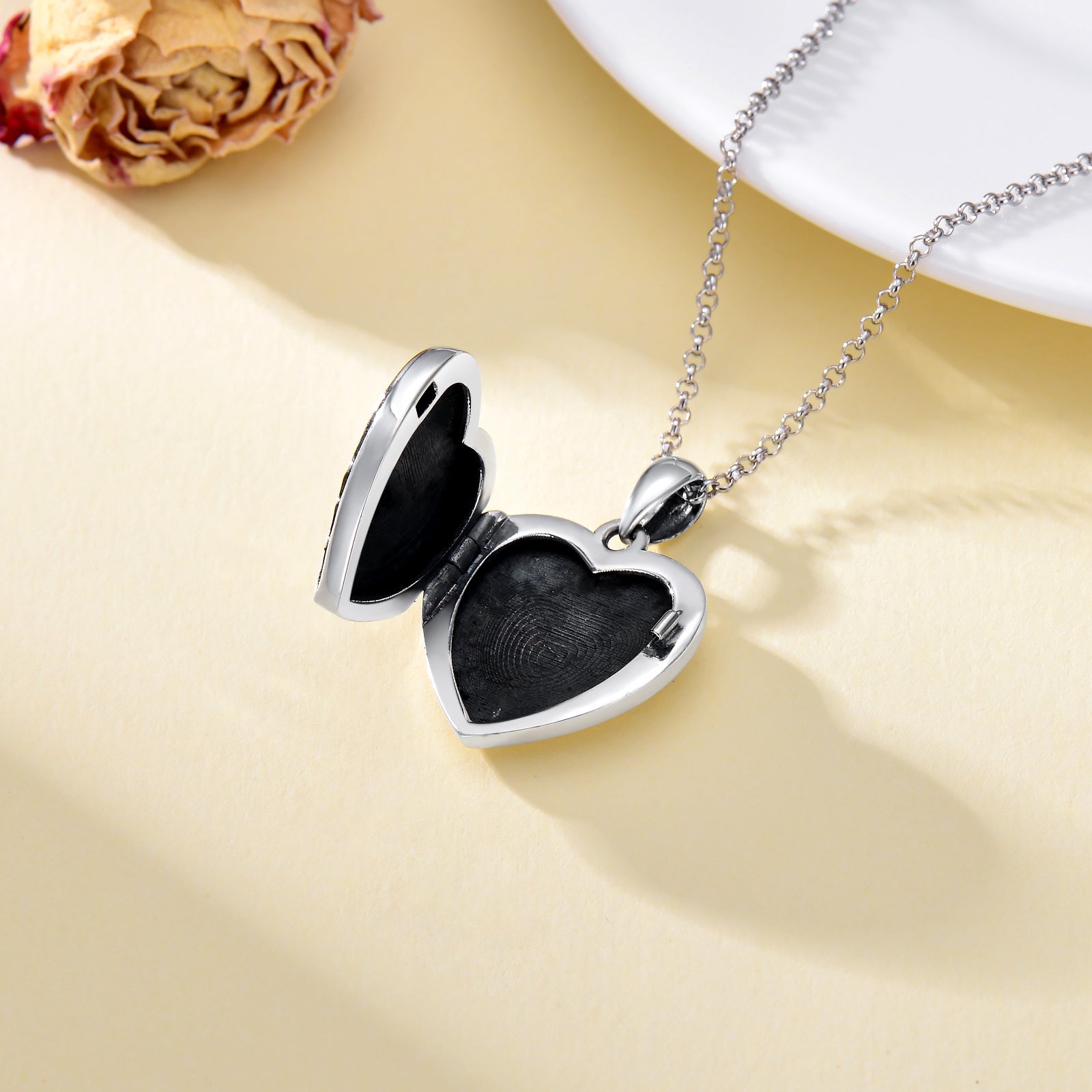 Sterling Silver Hummingbird Heart Personalized Engraving Photo Locket Necklace