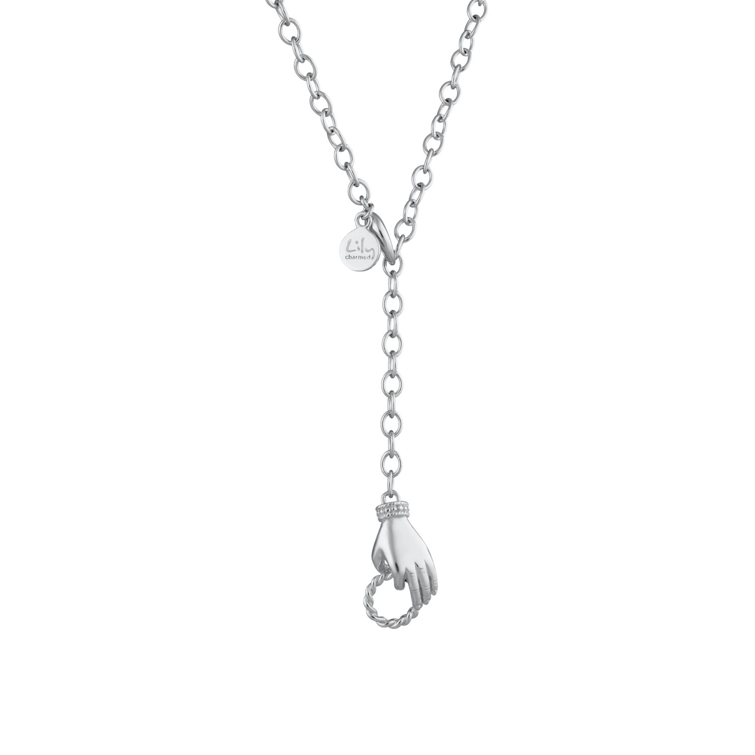 Sterling Silver In Safe Hands Charm Collector Necklace