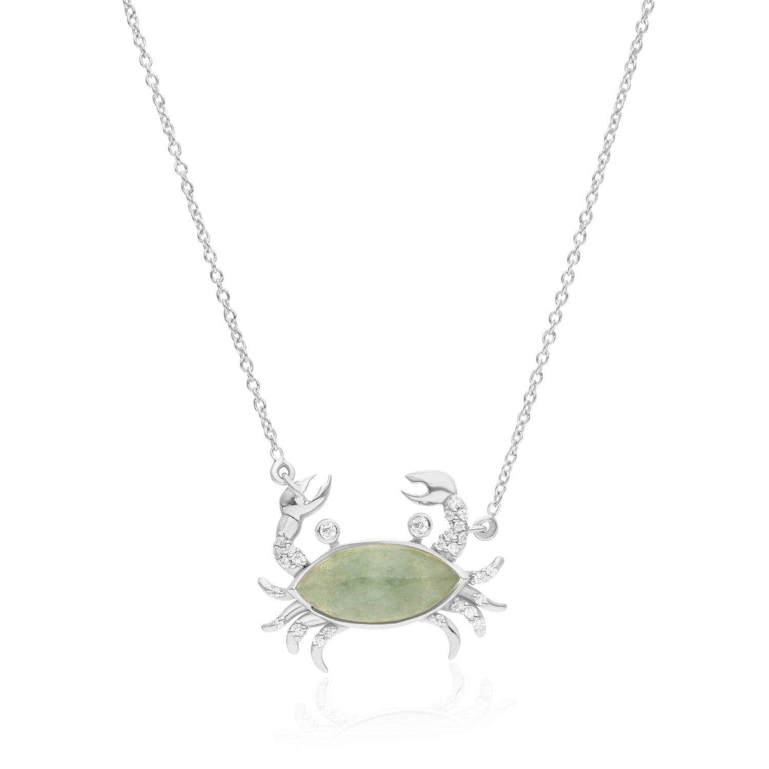 Silver In Gold Plated Crab Flow Green Aventurine Necklace