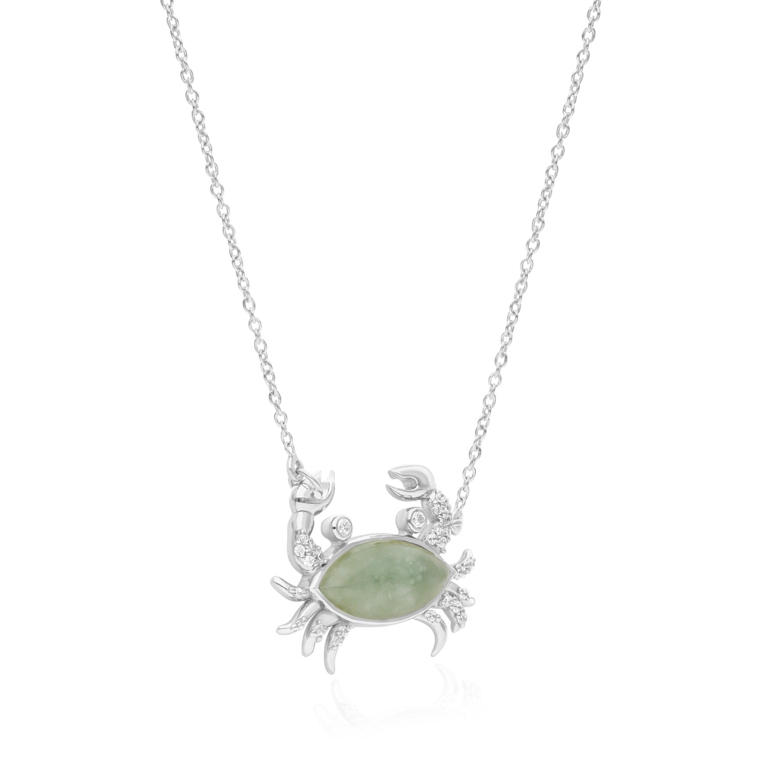 Silver In Gold Plated Crab Flow Green Aventurine Necklace