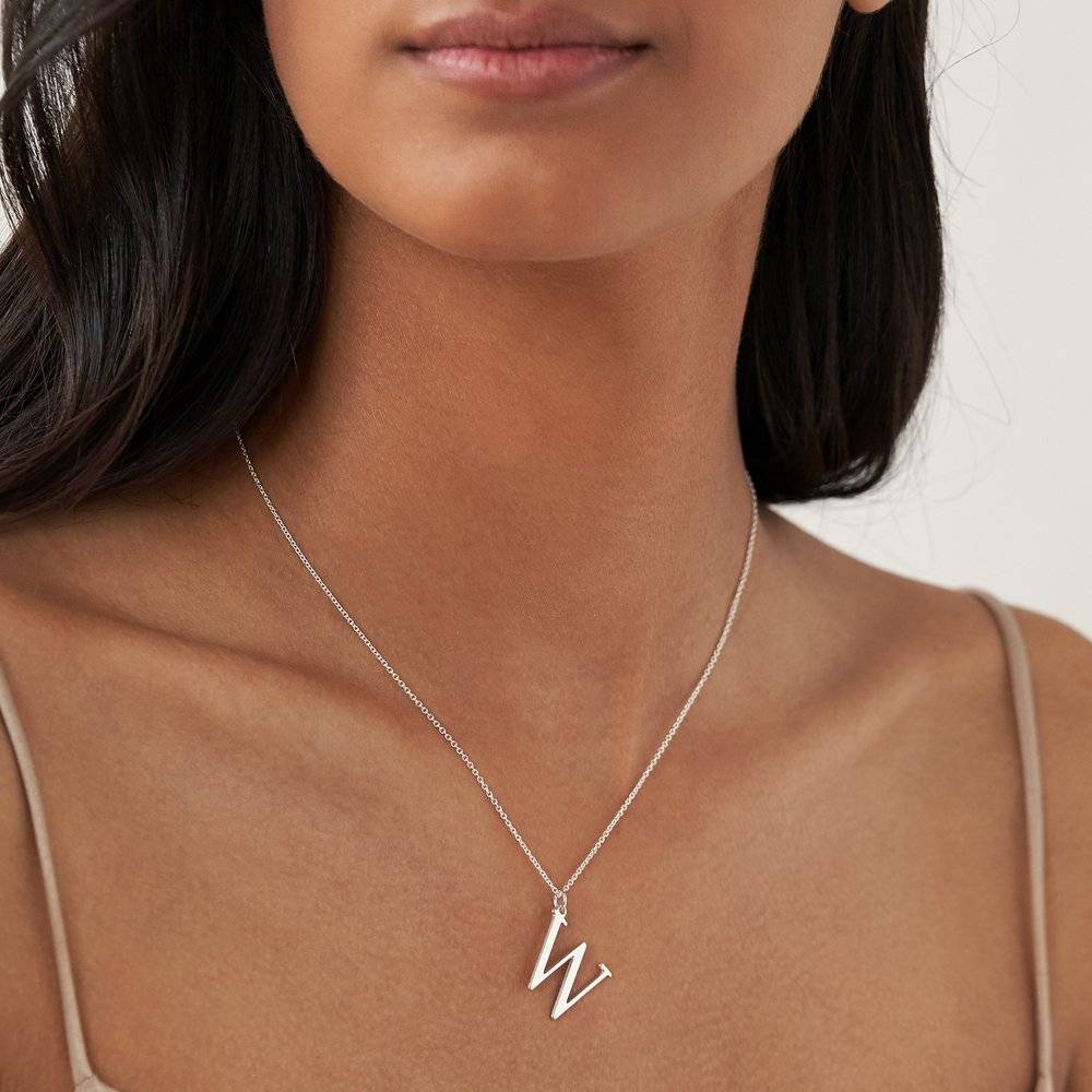 Sterling Silver Initials Necklace - Initial Sterling Silver Necklaces - Necklace With Letter - Custom Letter Necklace