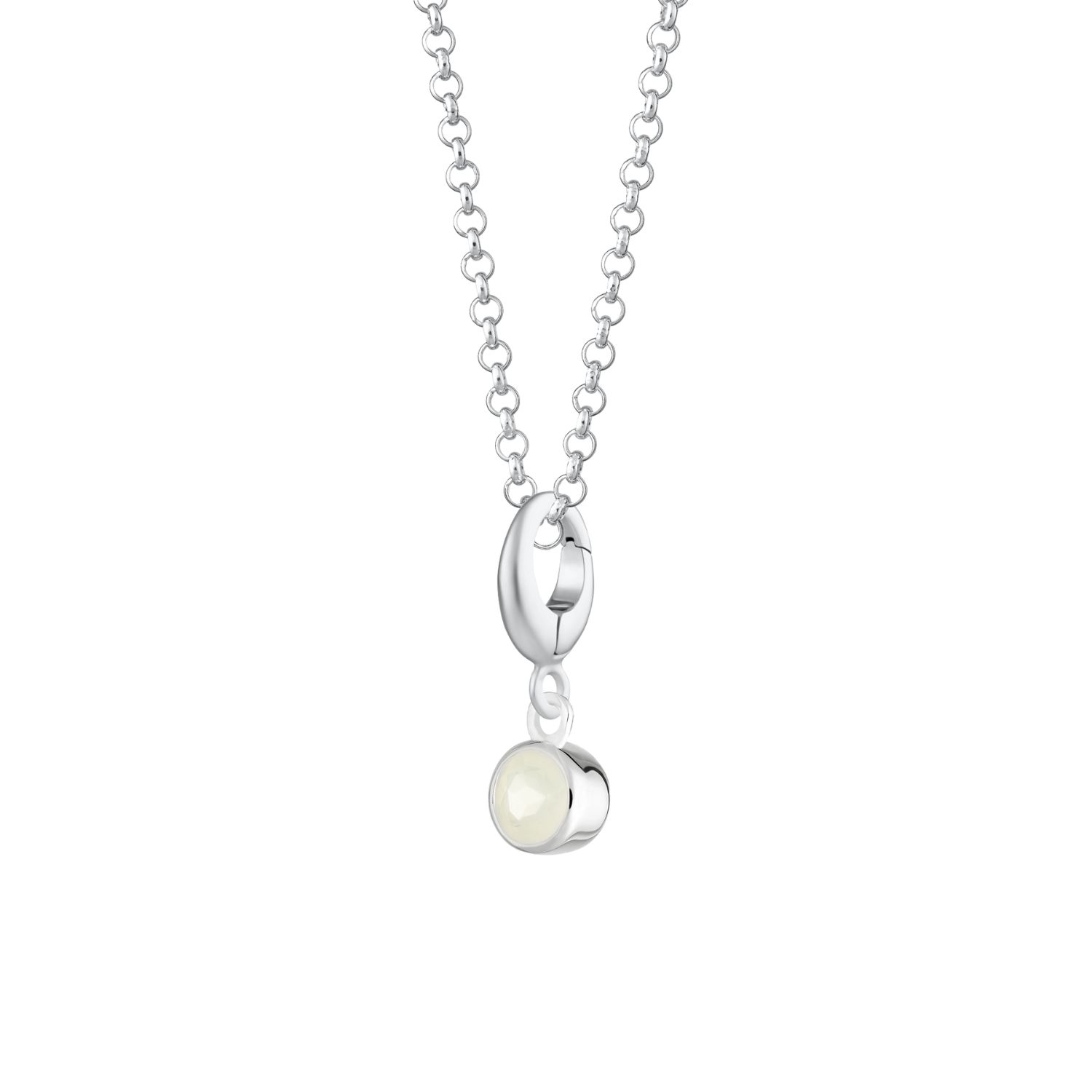Sterling Silver June Birthstone Charm Necklace - Moonstone