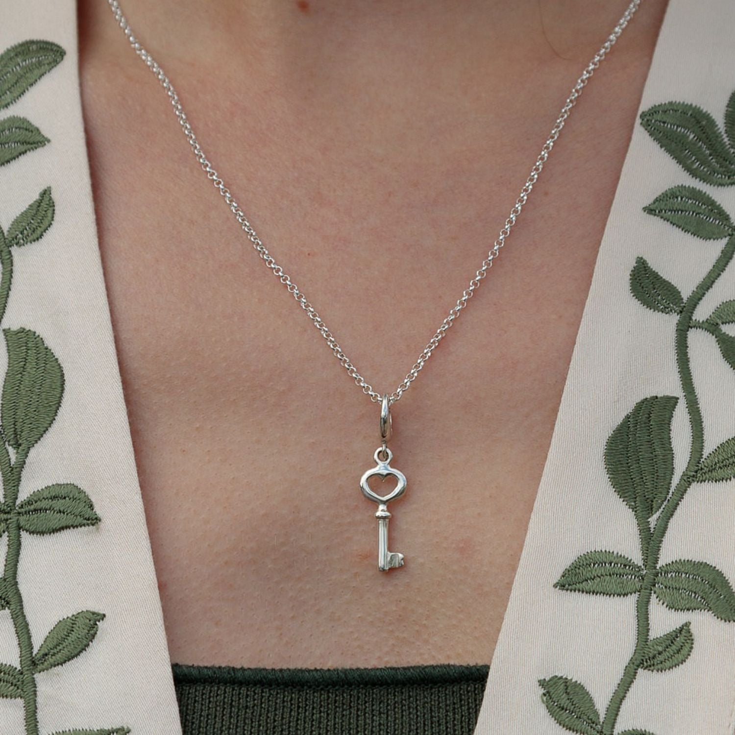 Sterling Silver Key Charm Necklace