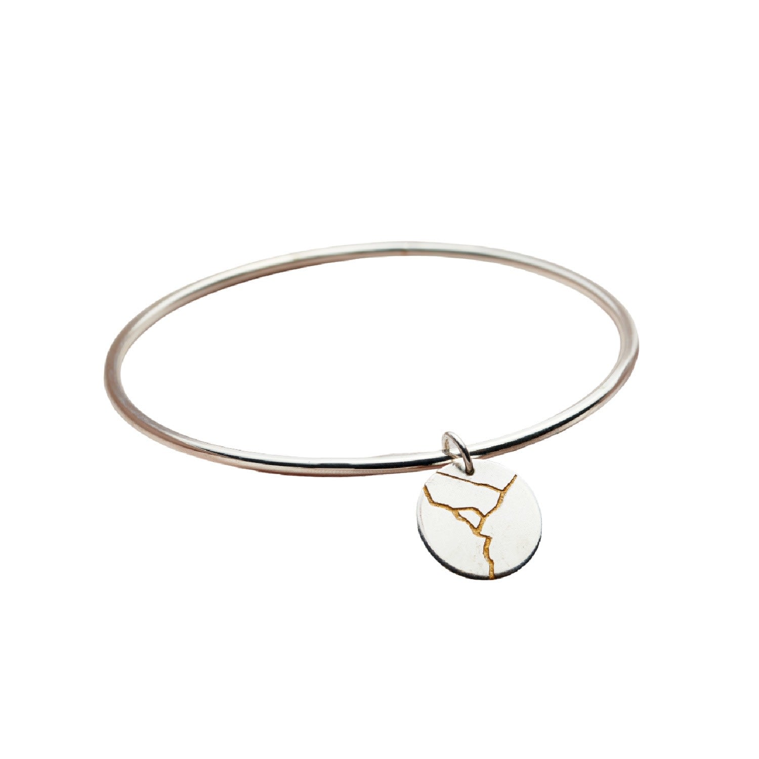 Sterling Silver Kintsugi Disc Bangle
