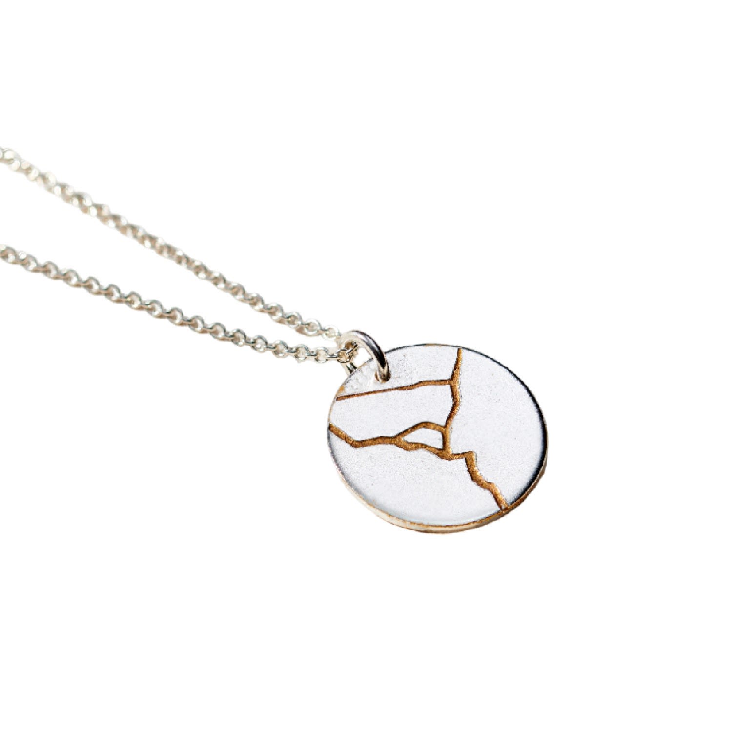 Sterling Silver Kintsugi Disc Necklace