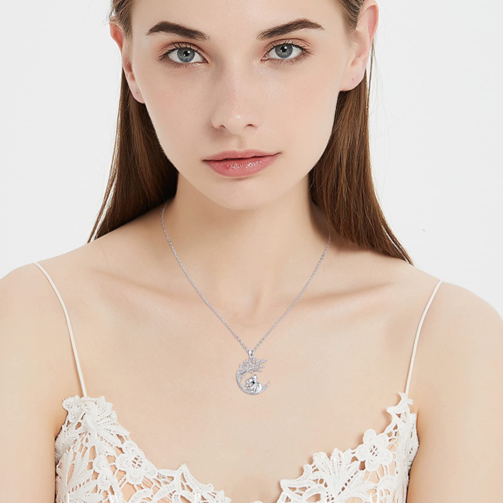 Sterling Silver Koala & Tree Of Life Pendant Necklace