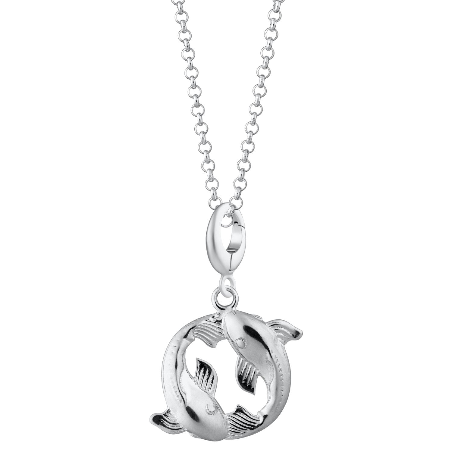 Sterling Silver Koi Fish Pisces Zodiac Charm Necklace