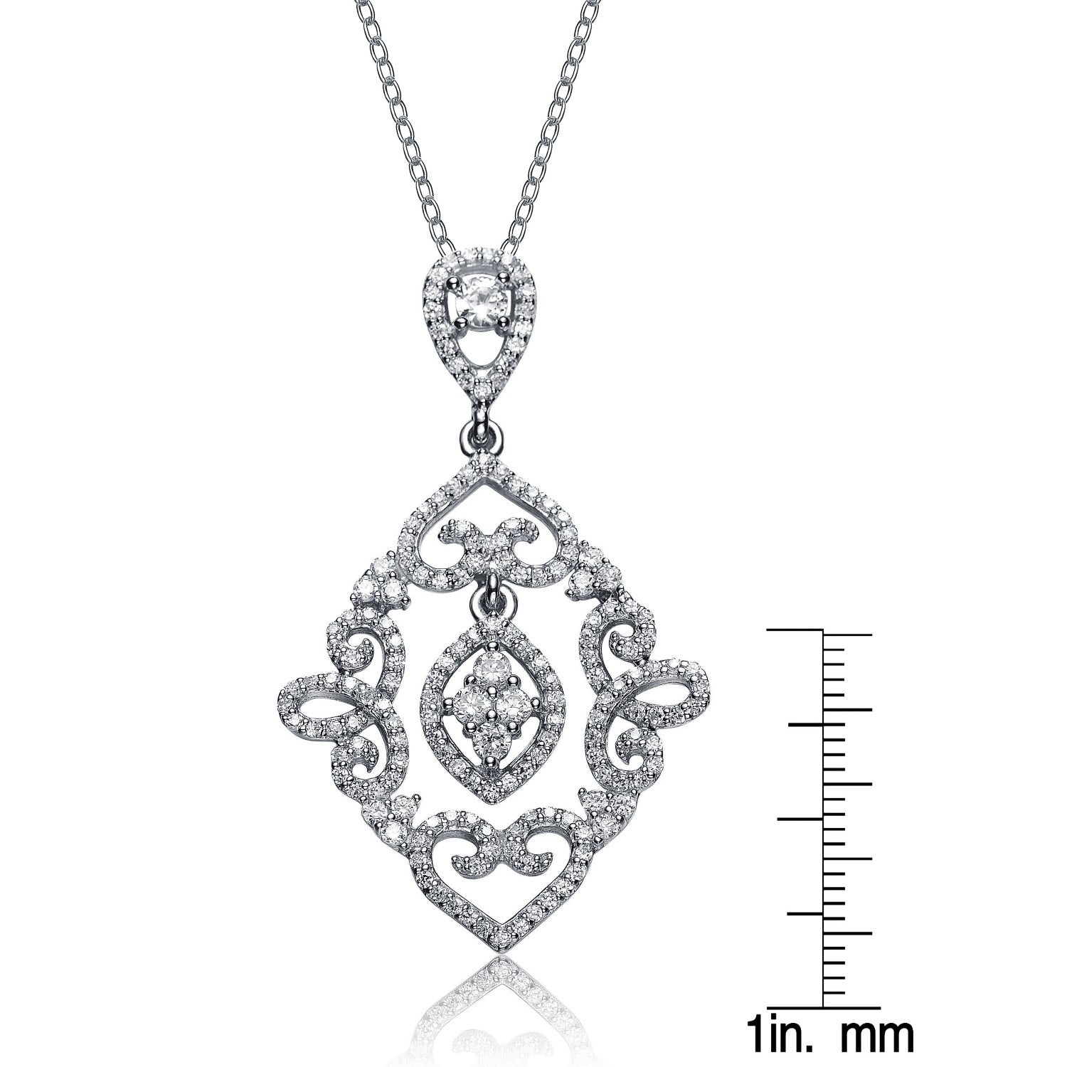 Sterling Silver Lace Design Dangling Pendant