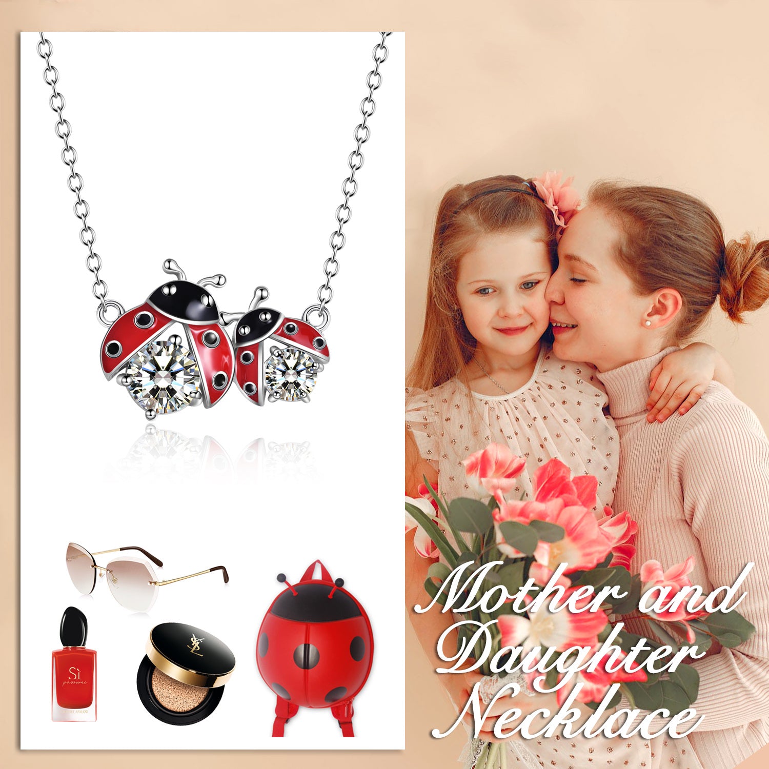 Sterling Silver Cubic Zirconia Ladybug Pendant Necklace