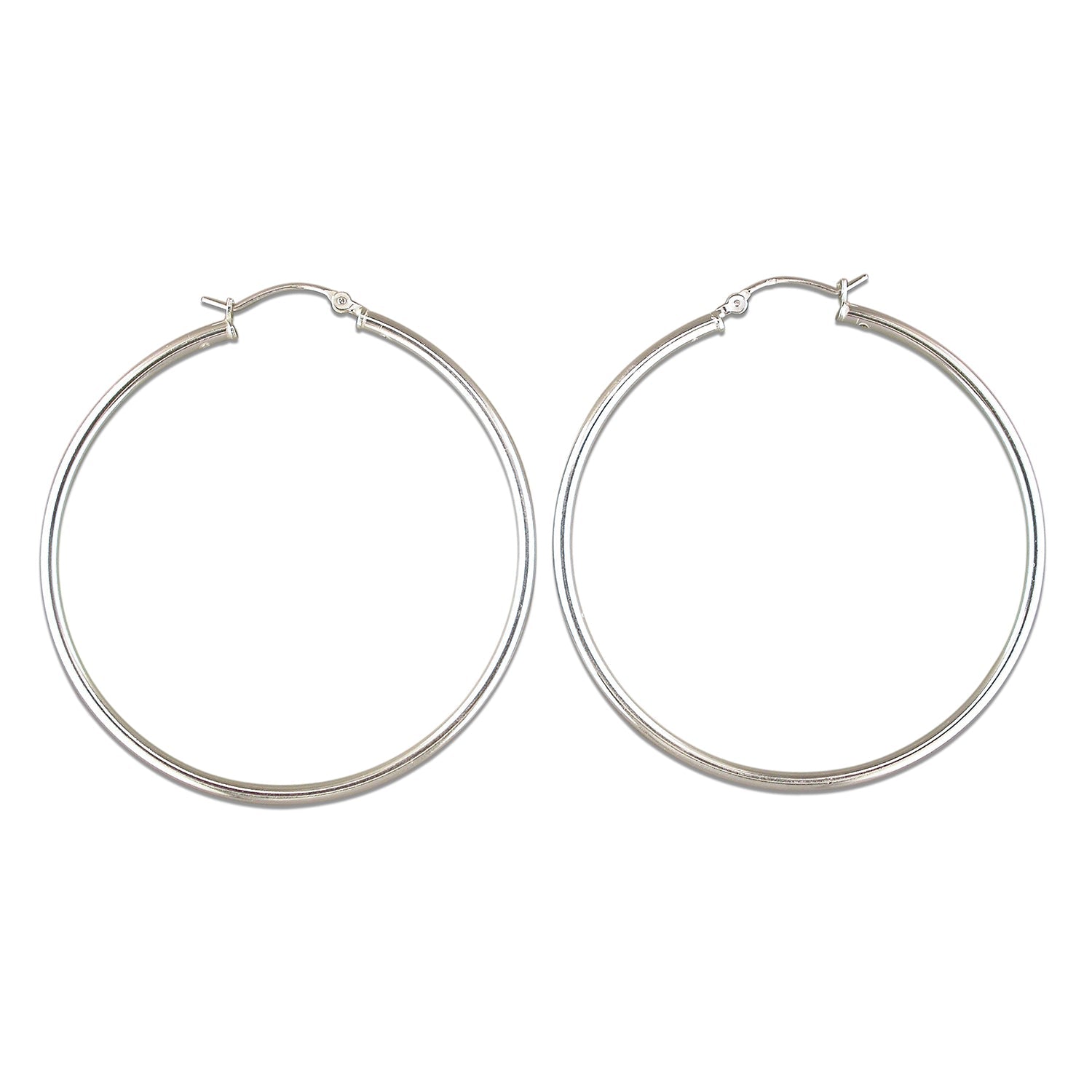 Sterling Silver Large Sleeper Creole-Hinged Hoop Earrings