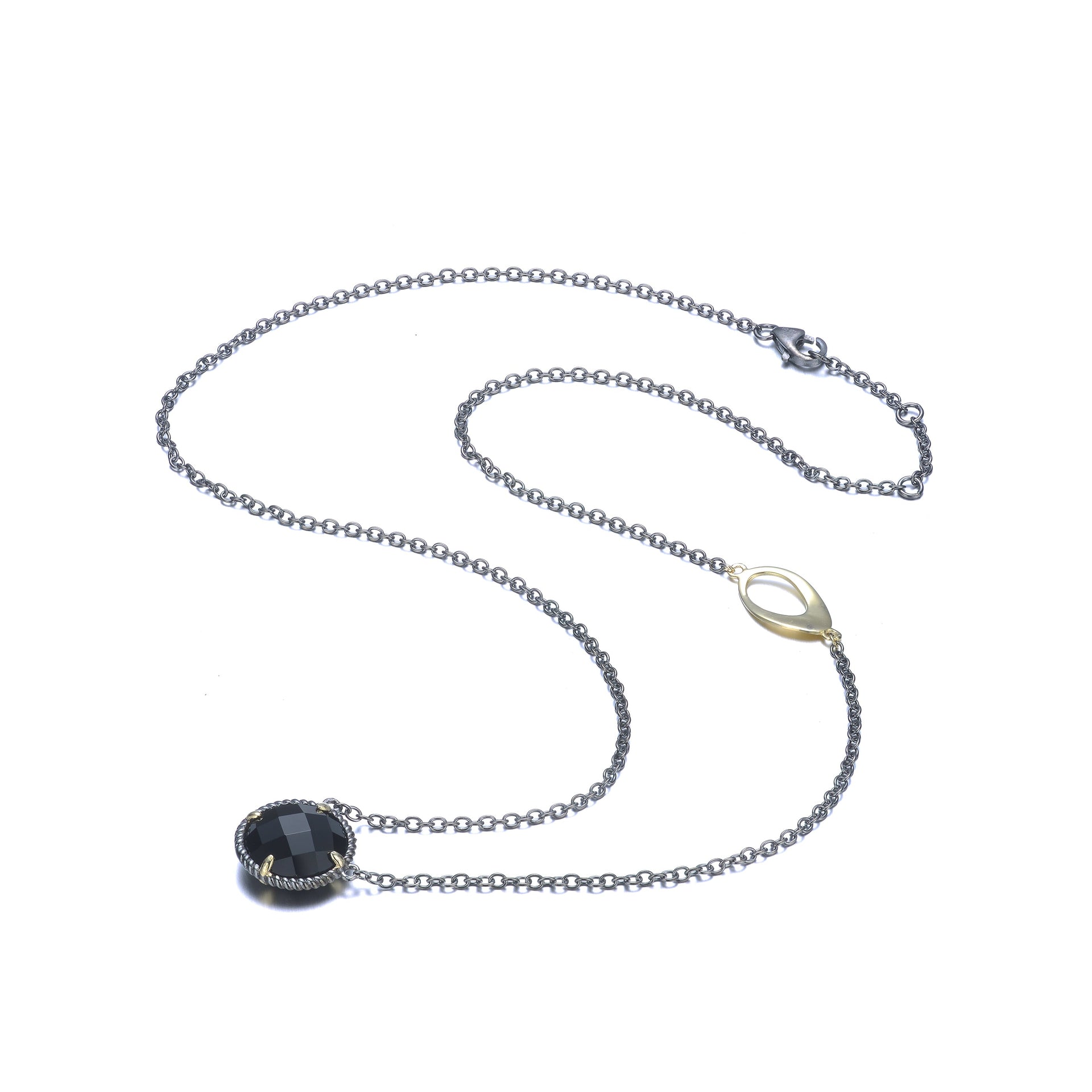 Sterling Silver Large Black Cubic Zirconia Necklace