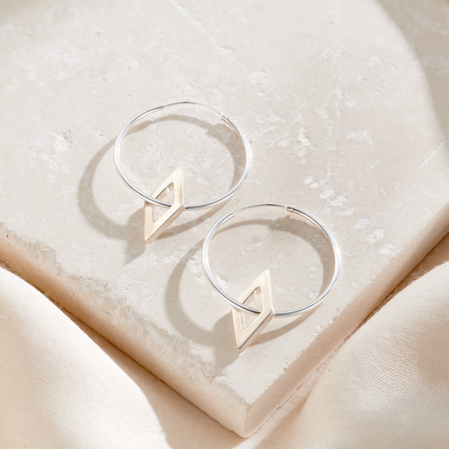 Sterling Silver Large Geometric Hoop Earrings
