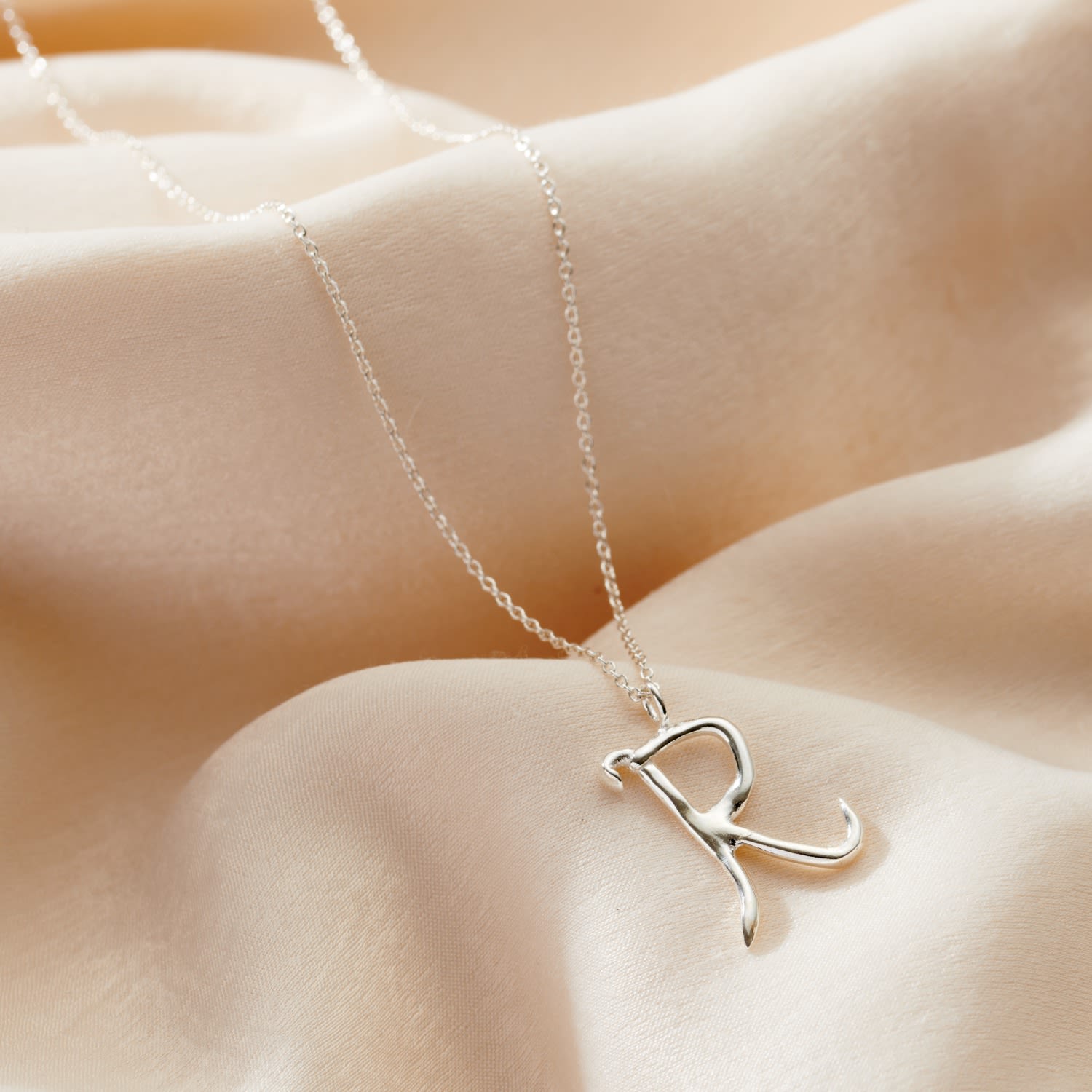 Sterling Silver Large Organic Initial Necklace