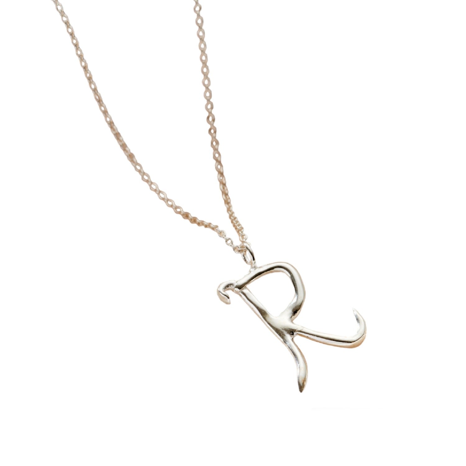 Sterling Silver Large Organic Initial Necklace
