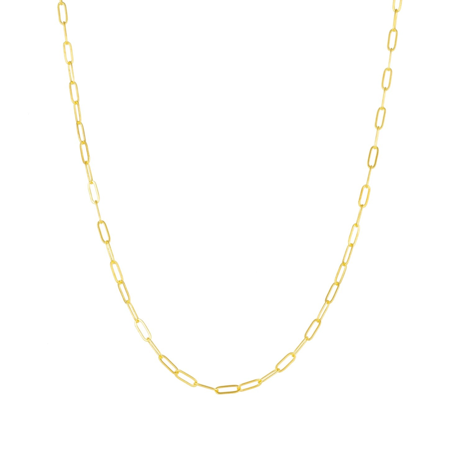 Sterling Silver Large Rectangular Chain Necklace - Gold