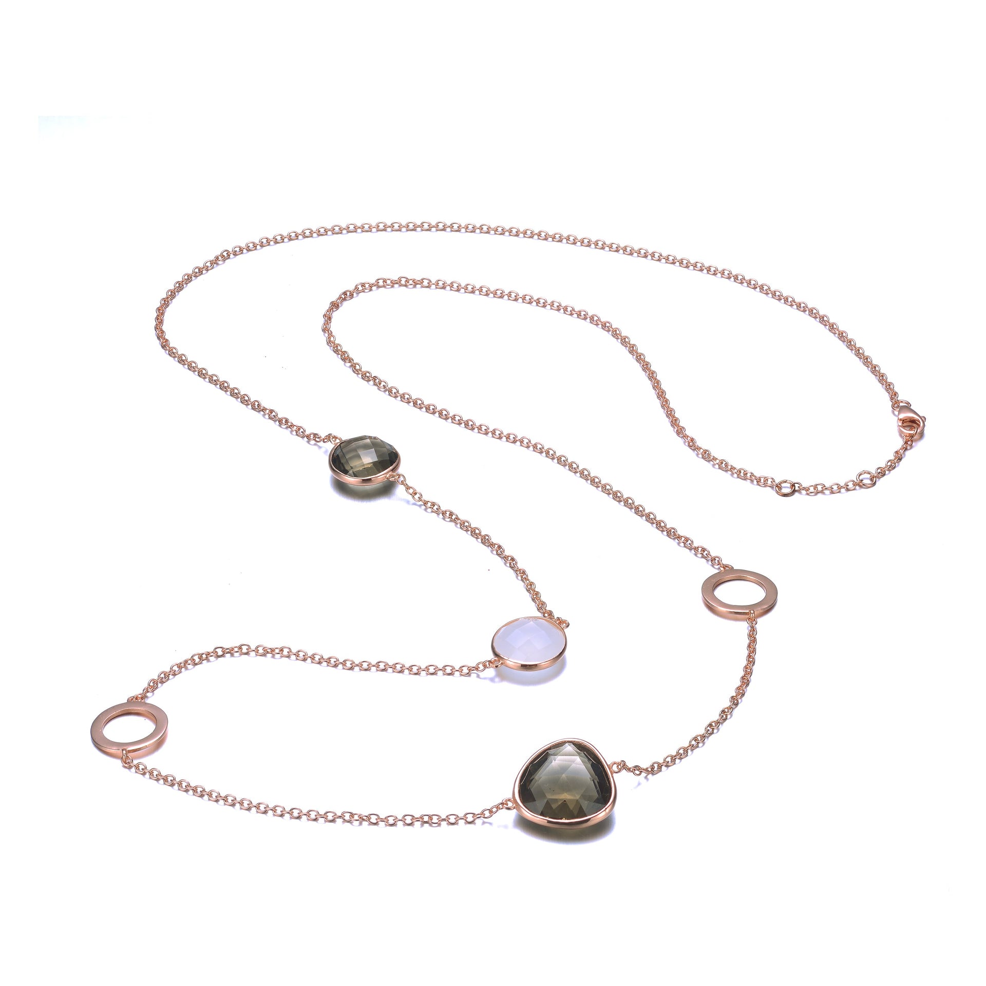Sterling Silver Lavander And Brown Cubic Zirconia Necklace