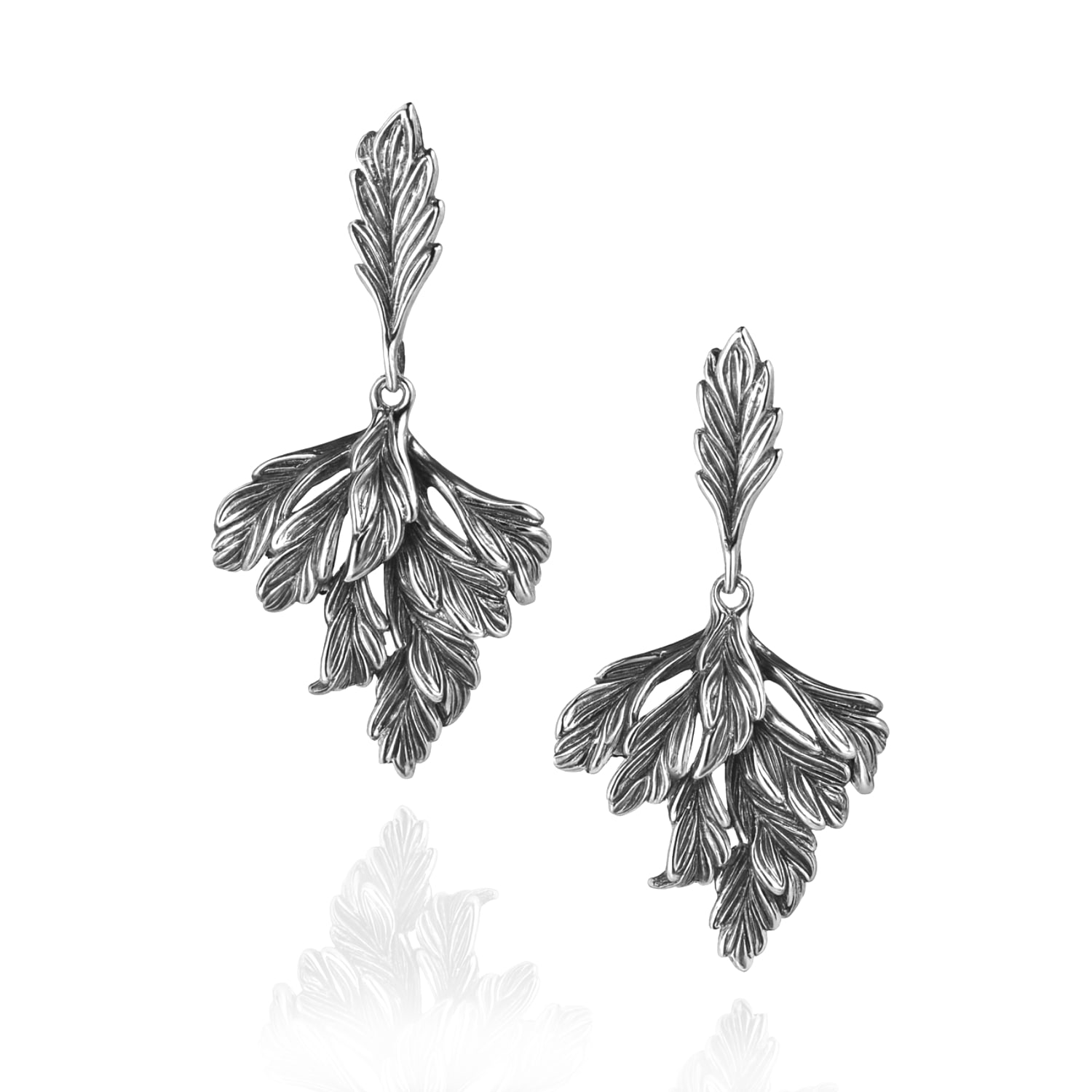 Sterling Silver Leaf Drop Earrings – Natural And Artisan Design – Elegant Jewelry For Women – Unaloe Jewellery For Women