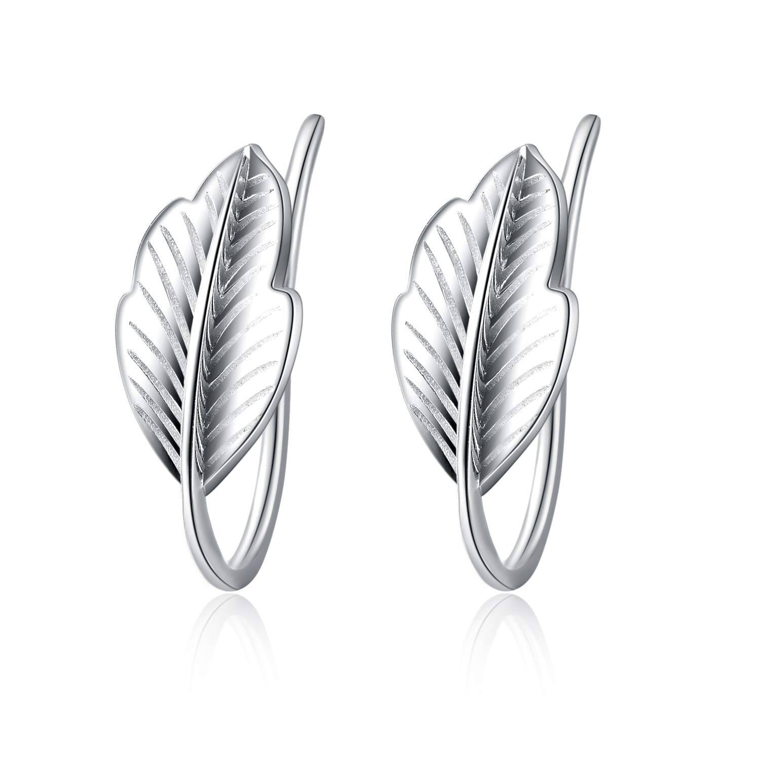 Sterling Silver Leaves Cuff Earrings