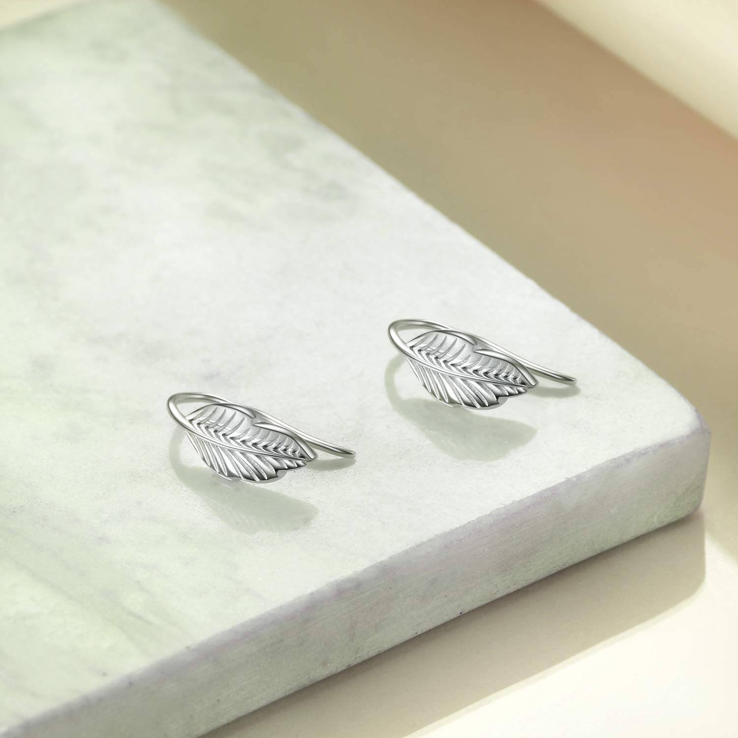 Sterling Silver Leaves Cuff Earrings
