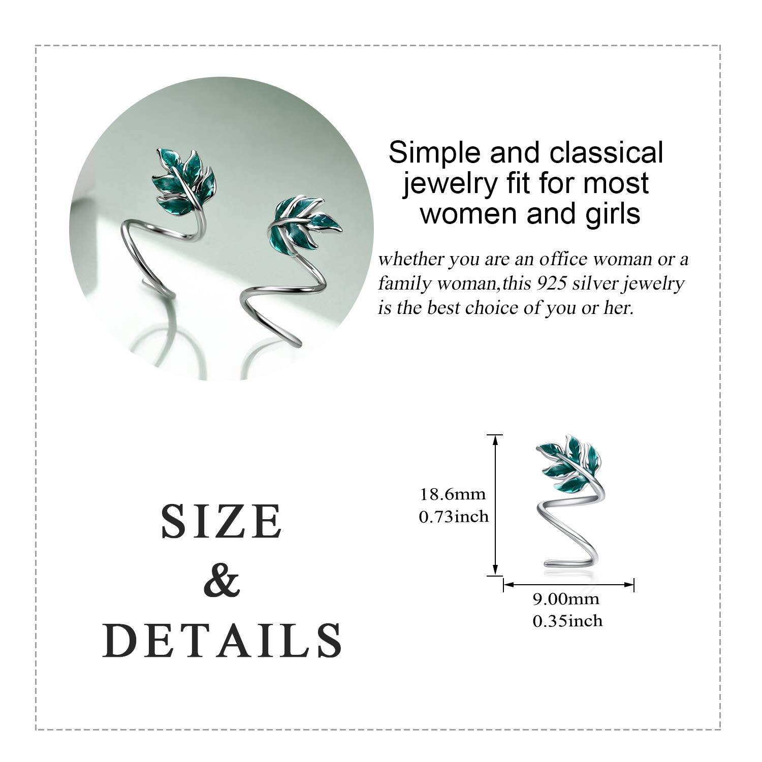 Sterling Silver Leaves Climber Earrings