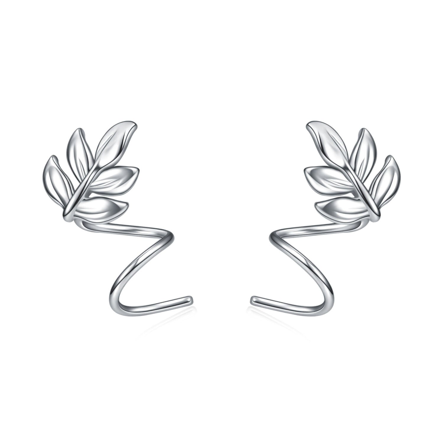 Sterling Silver Leaves Climber Earrings