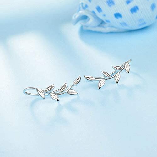 Sterling Silver Leaves Climber Earrings