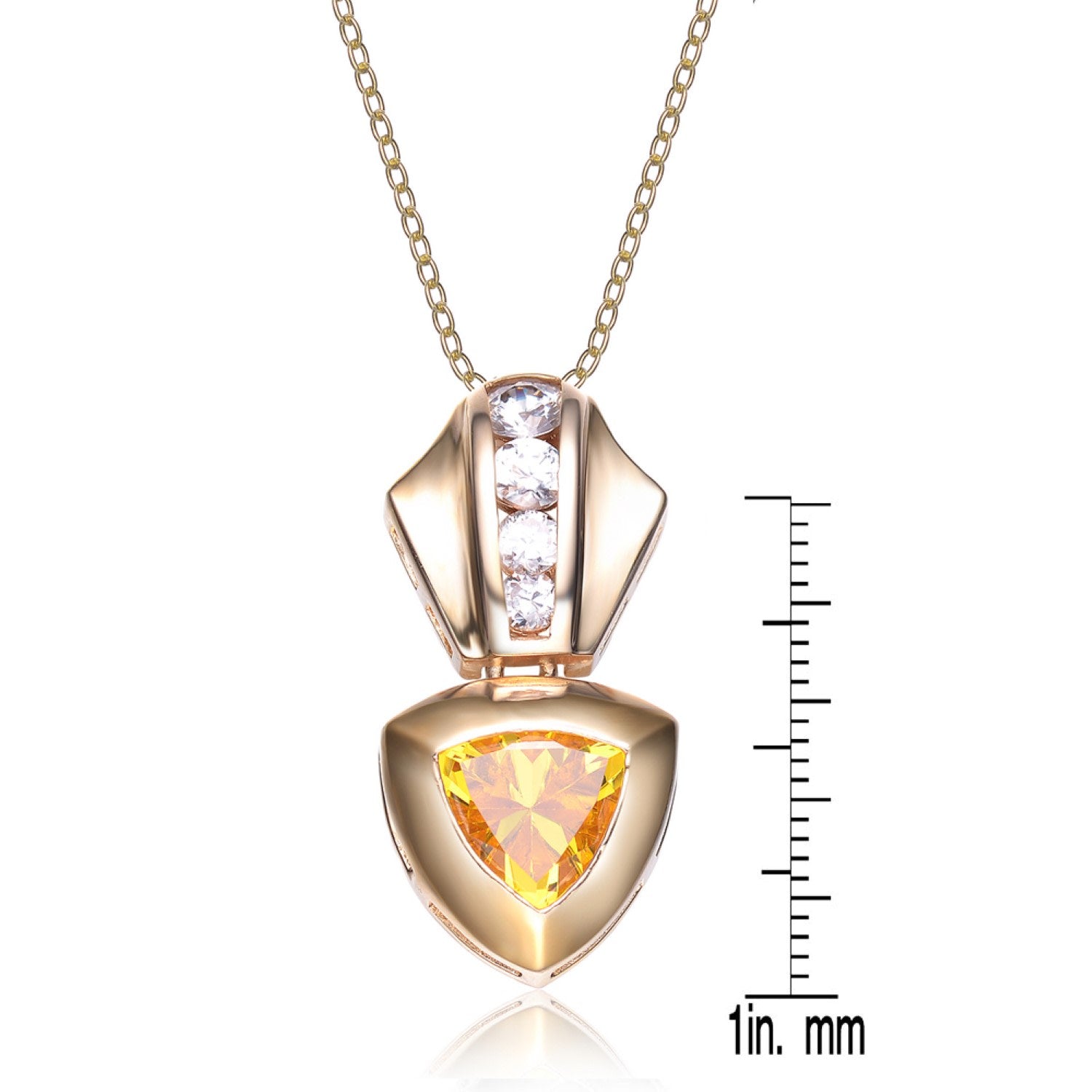 Sterling Silver Lemon Cubic Zirconia Stone Gold Plated Pendant
