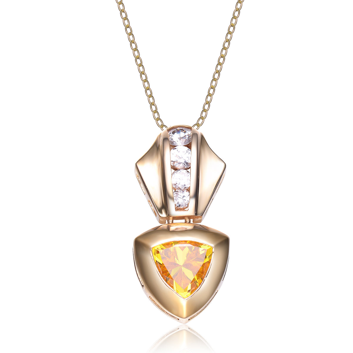 Sterling Silver Lemon Cubic Zirconia Stone Gold Plated Pendant