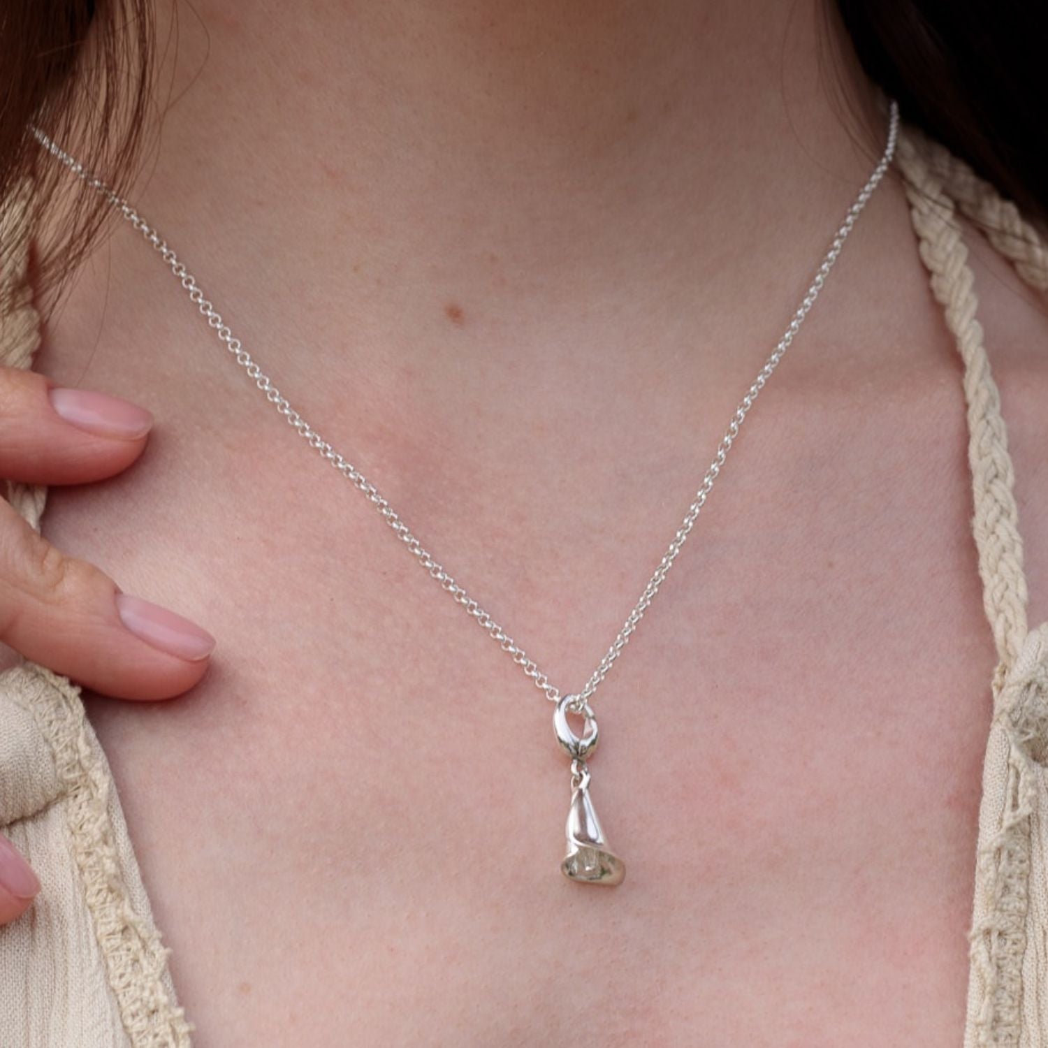Sterling Silver Lily Flower Charm Necklace