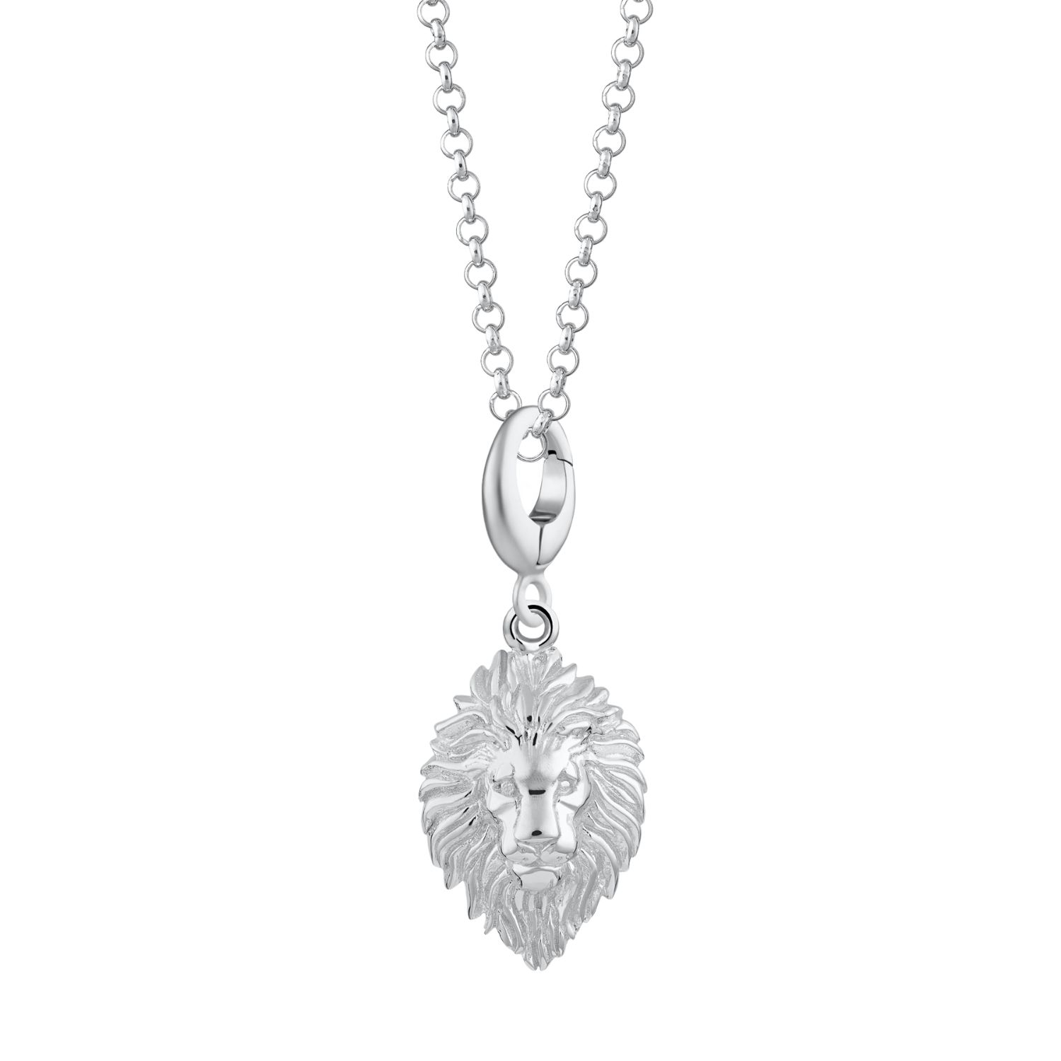 Sterling Silver Lion Head Zodiac Charm Necklace