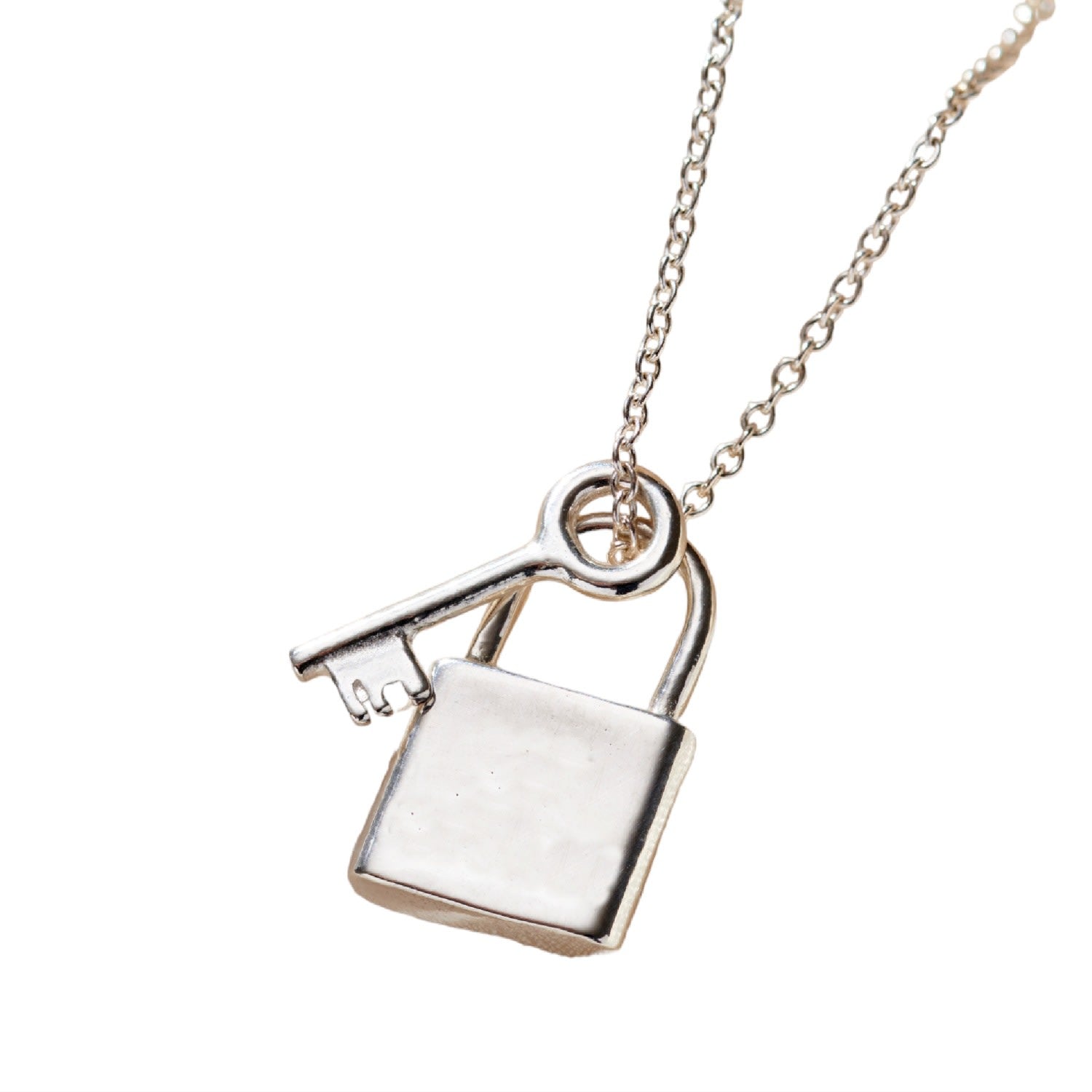 Sterling Silver Lock & Key Charm Necklace