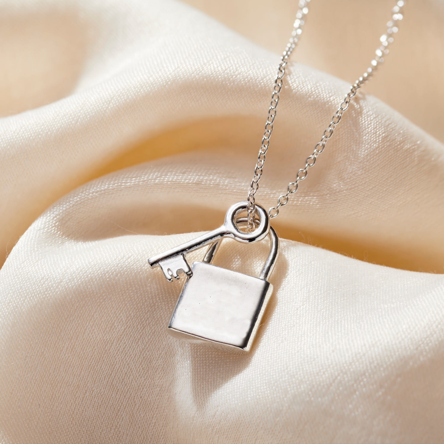 Sterling Silver Lock & Key Charm Necklace