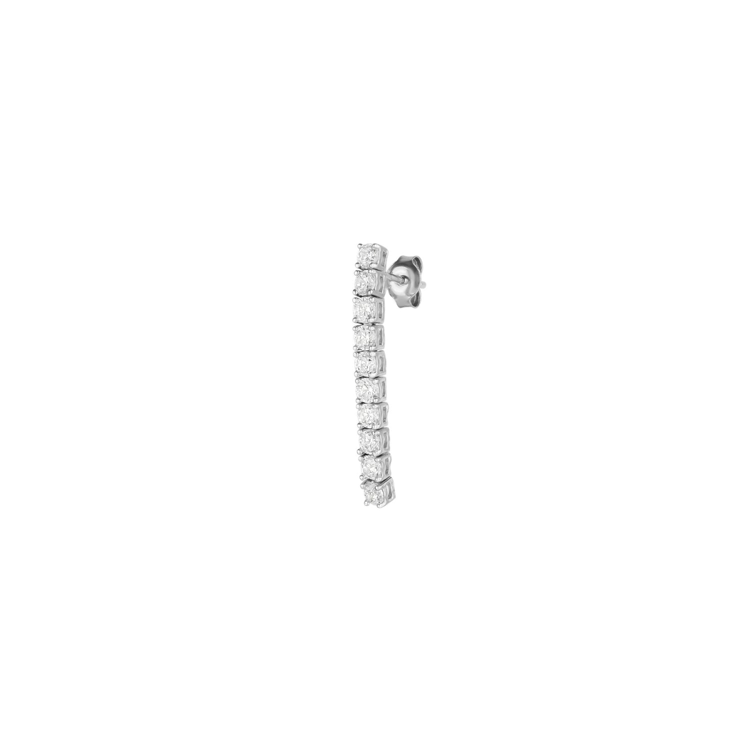 Sterling Silver Long Tennis Earring - Single