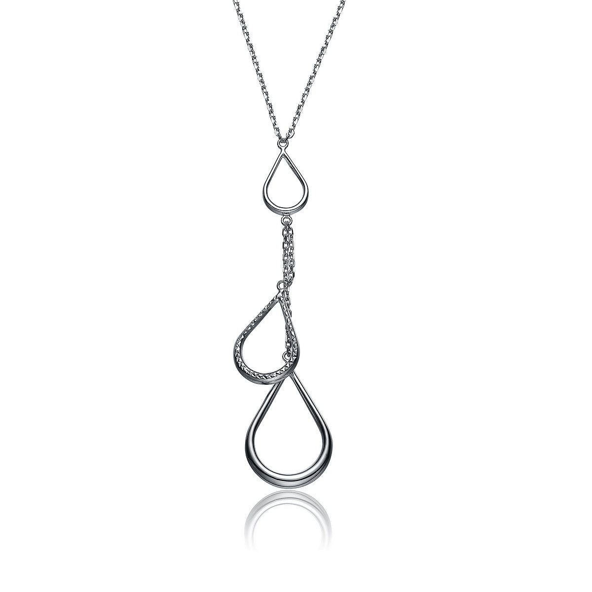 Sterling Silver White Gold Plated Loop Pendant Necklace