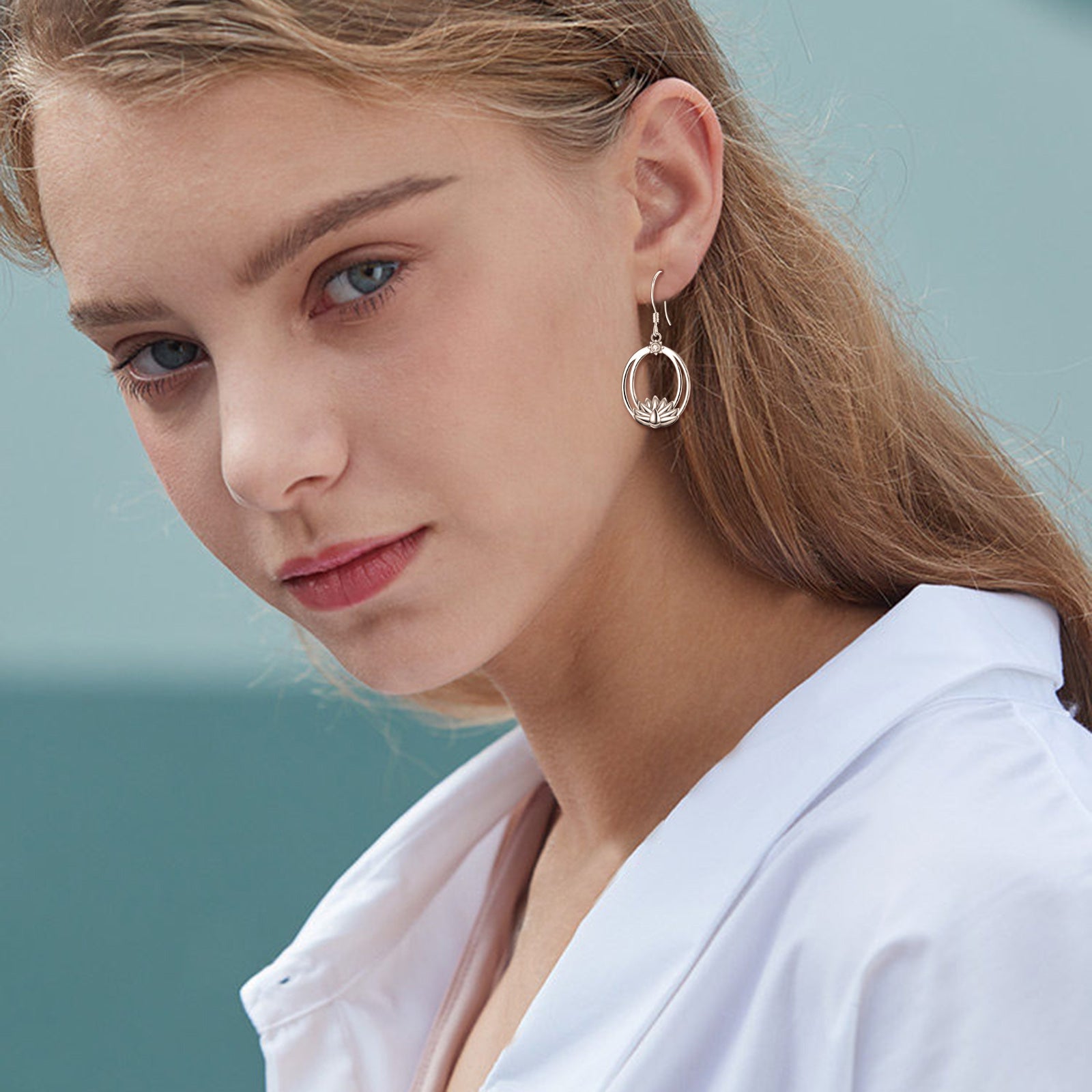 Sterling Silver Lotus Drop Earrings