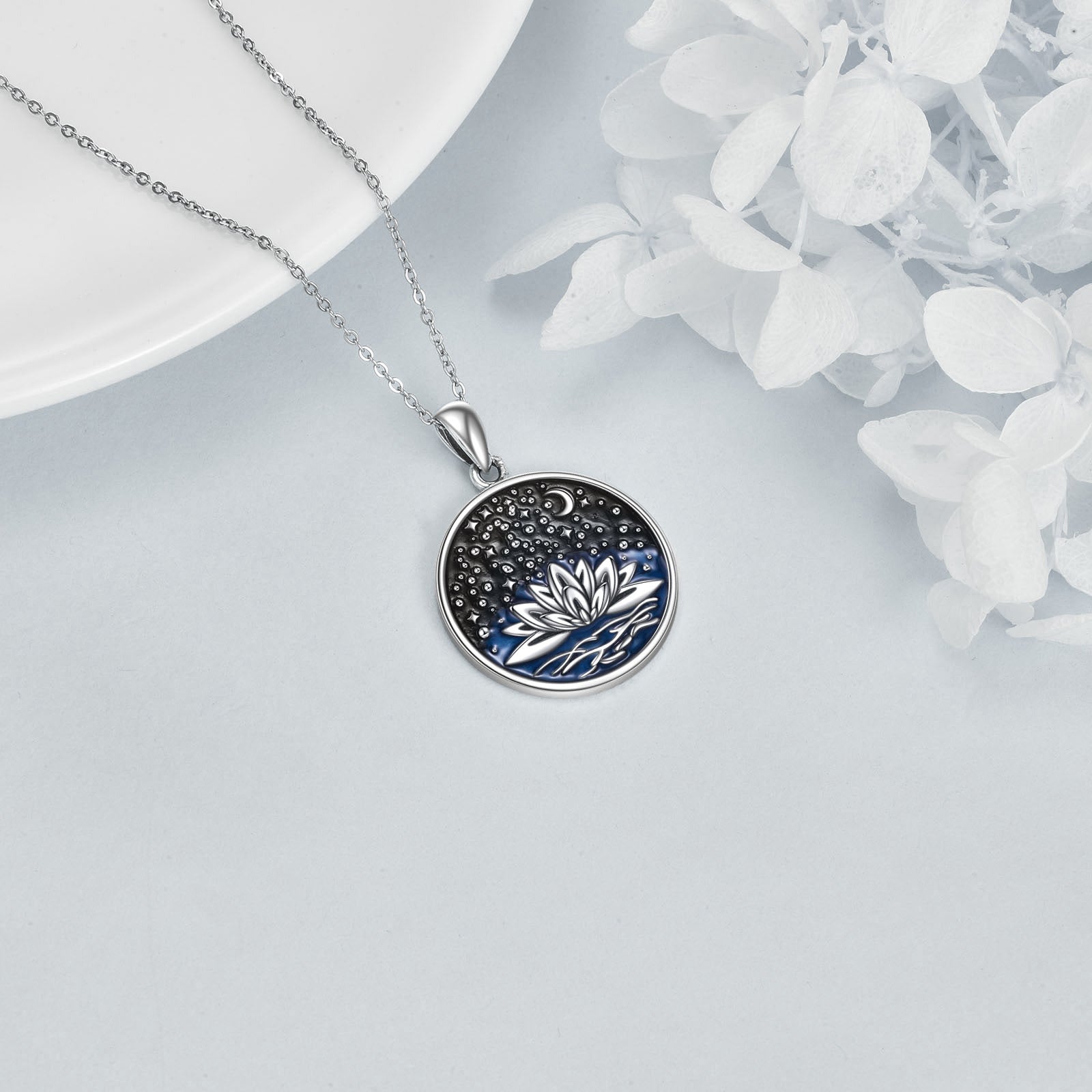 Sterling Silver Lotus Pendant Necklace