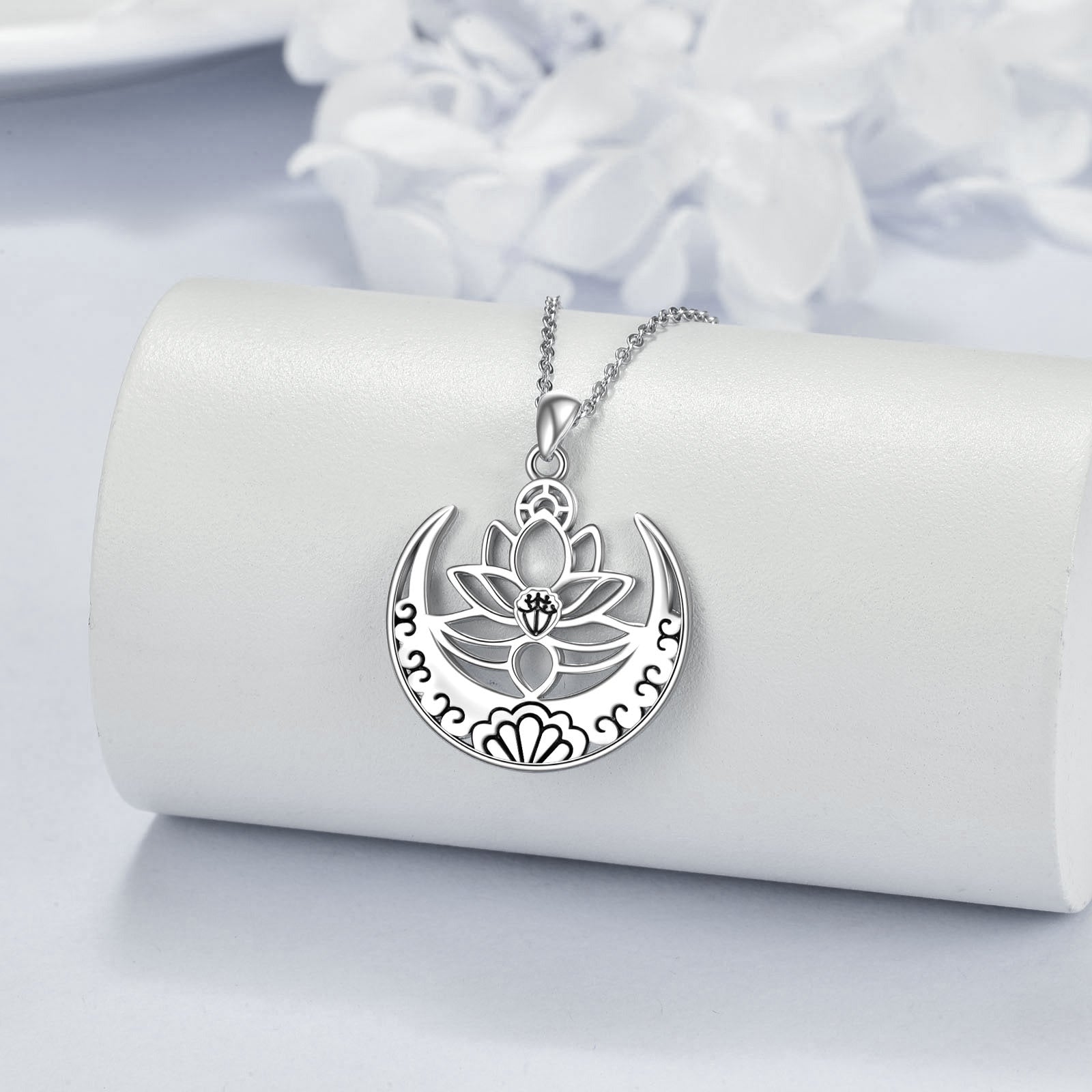 Sterling Silver Lotus Pendant Necklace