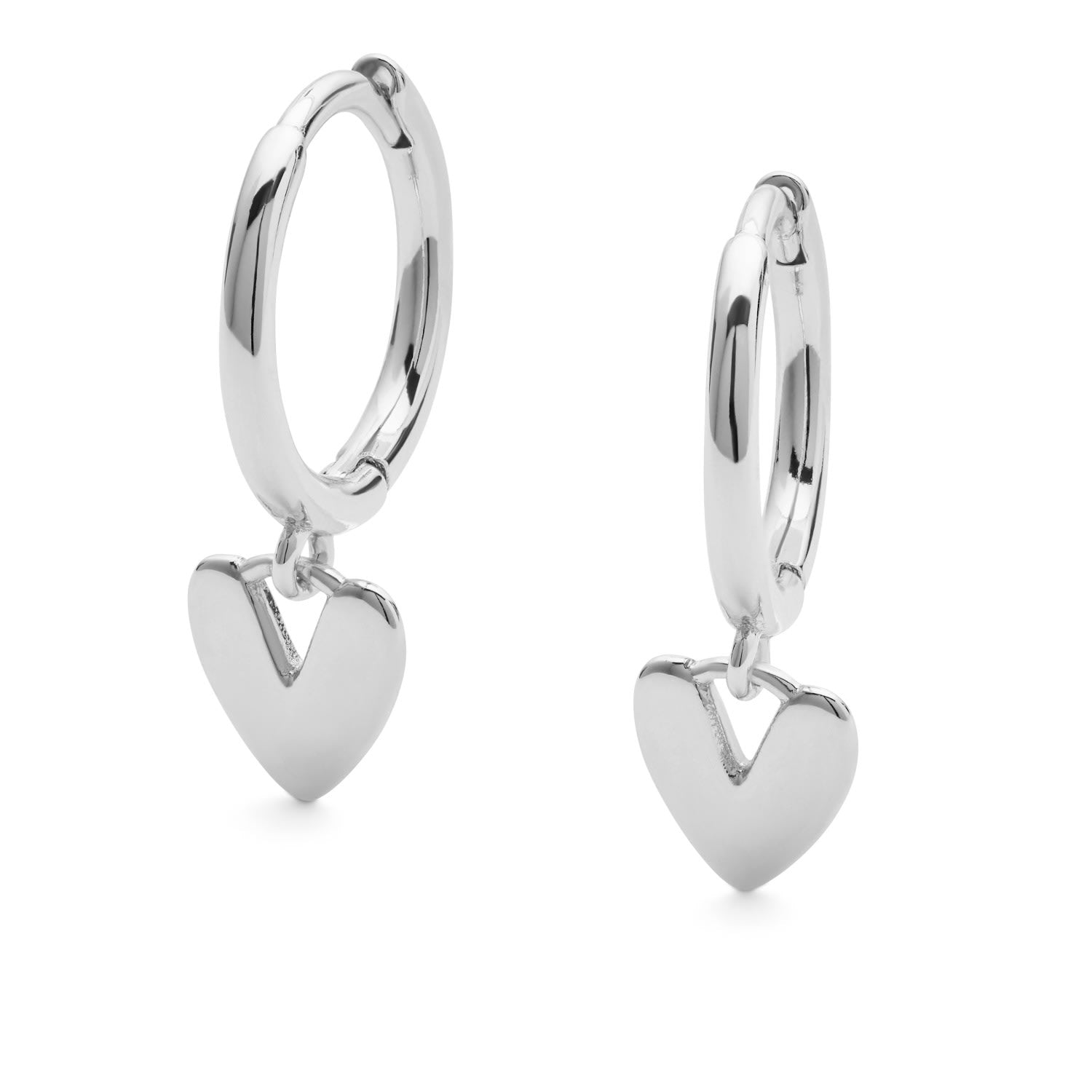 Sterling Silver Love Heart Hoop Earrings