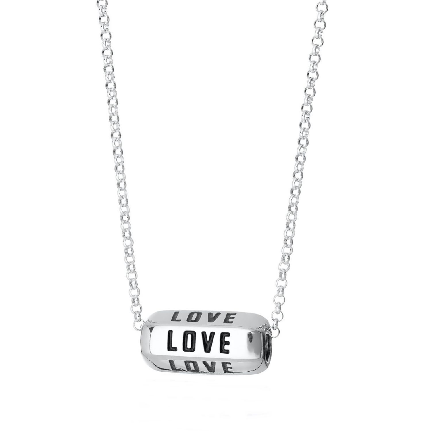 Sterling Silver Love Is All Around Necklace - Black Enamel