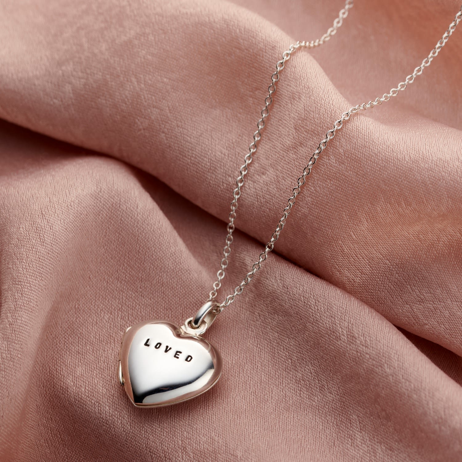 Sterling Silver Loved Small Heart Locket Necklace