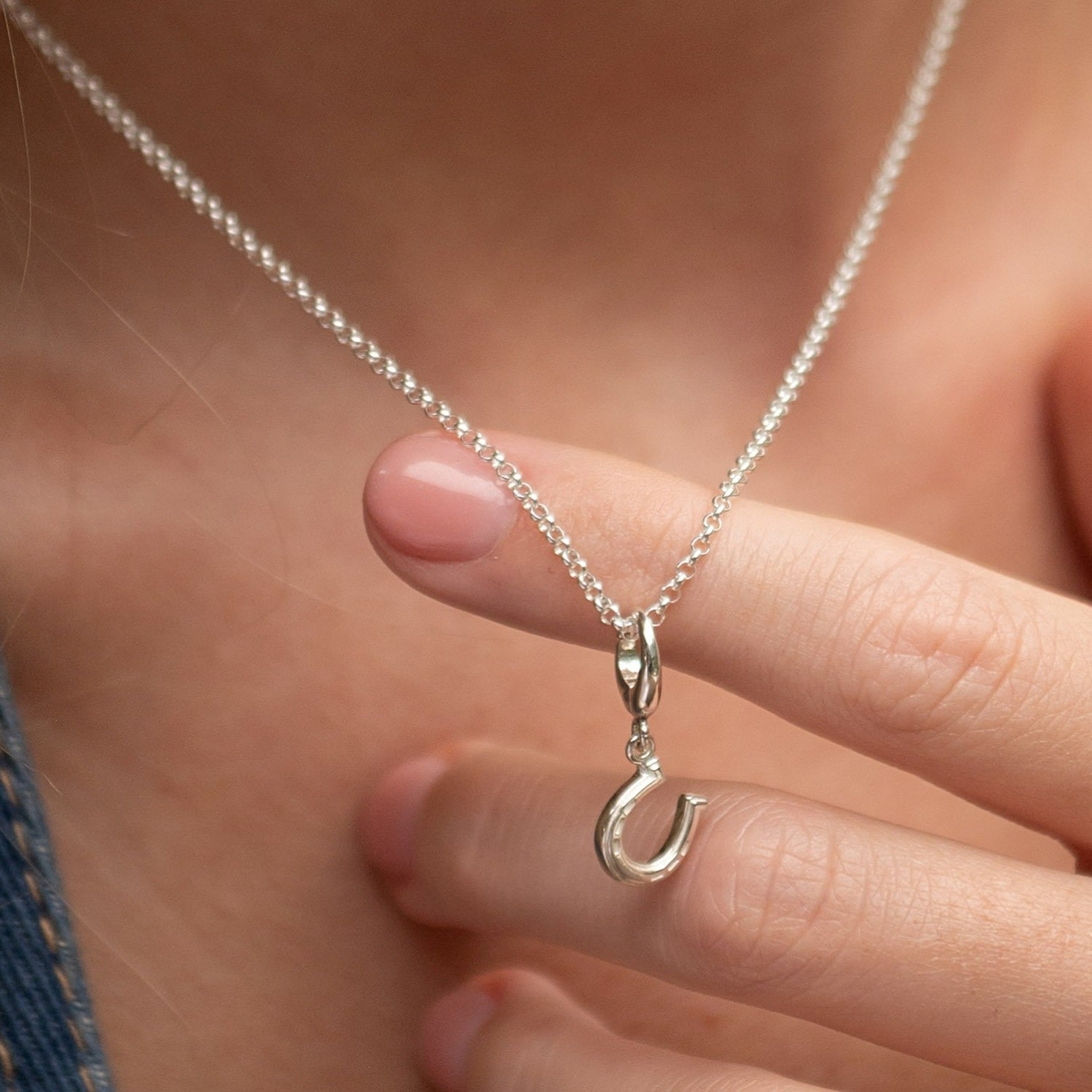 Sterling Silver Lucky Horseshoe Charm Necklace