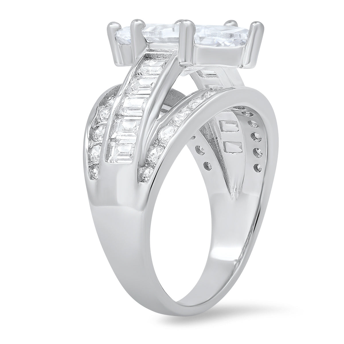 Marquise Cut Cz Cocktail Statement Ring In Sterling Silver