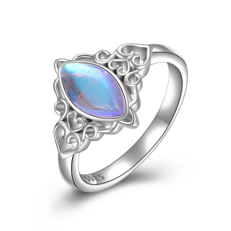 Sterling Silver Marquise Shaped Moonstone Celtic Knot Ring