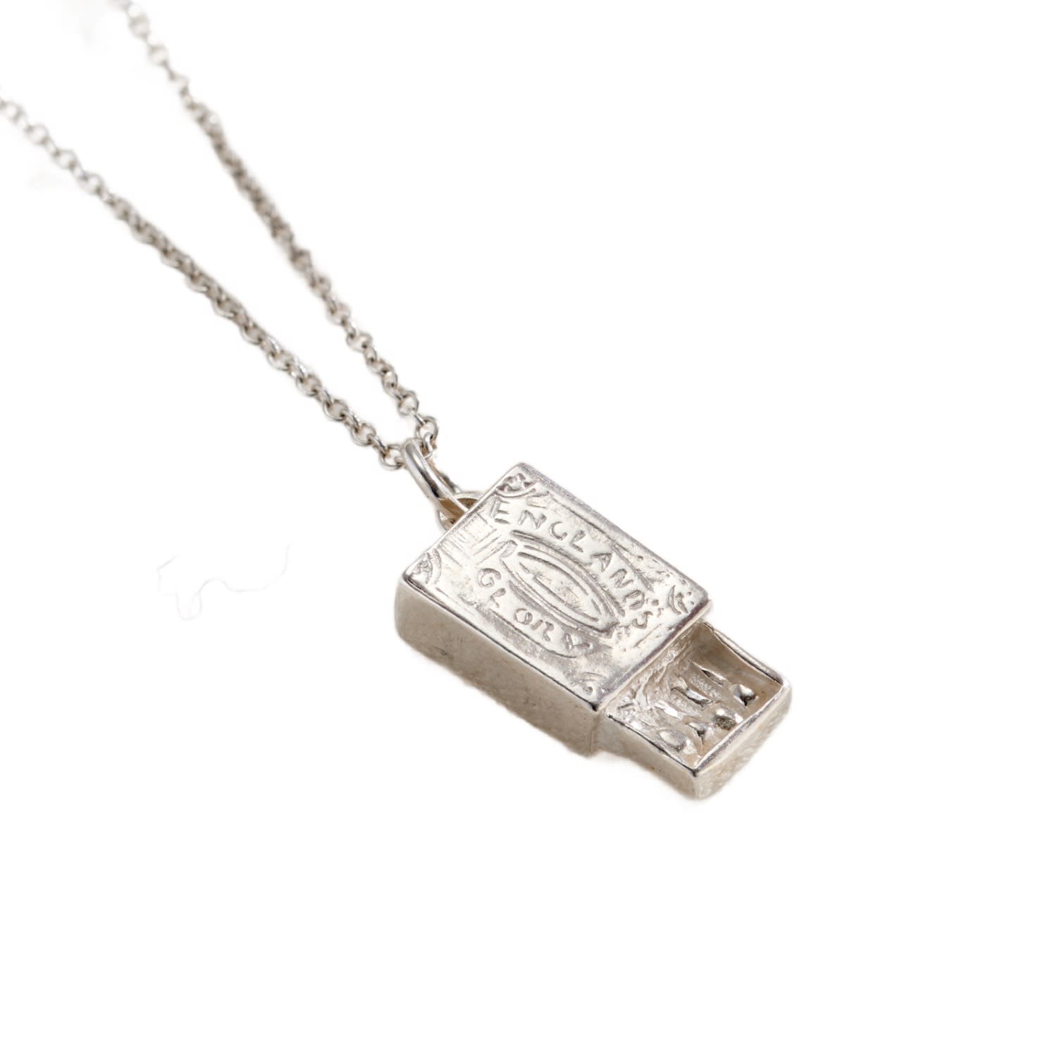 Sterling Silver Match Box Charm Necklace
