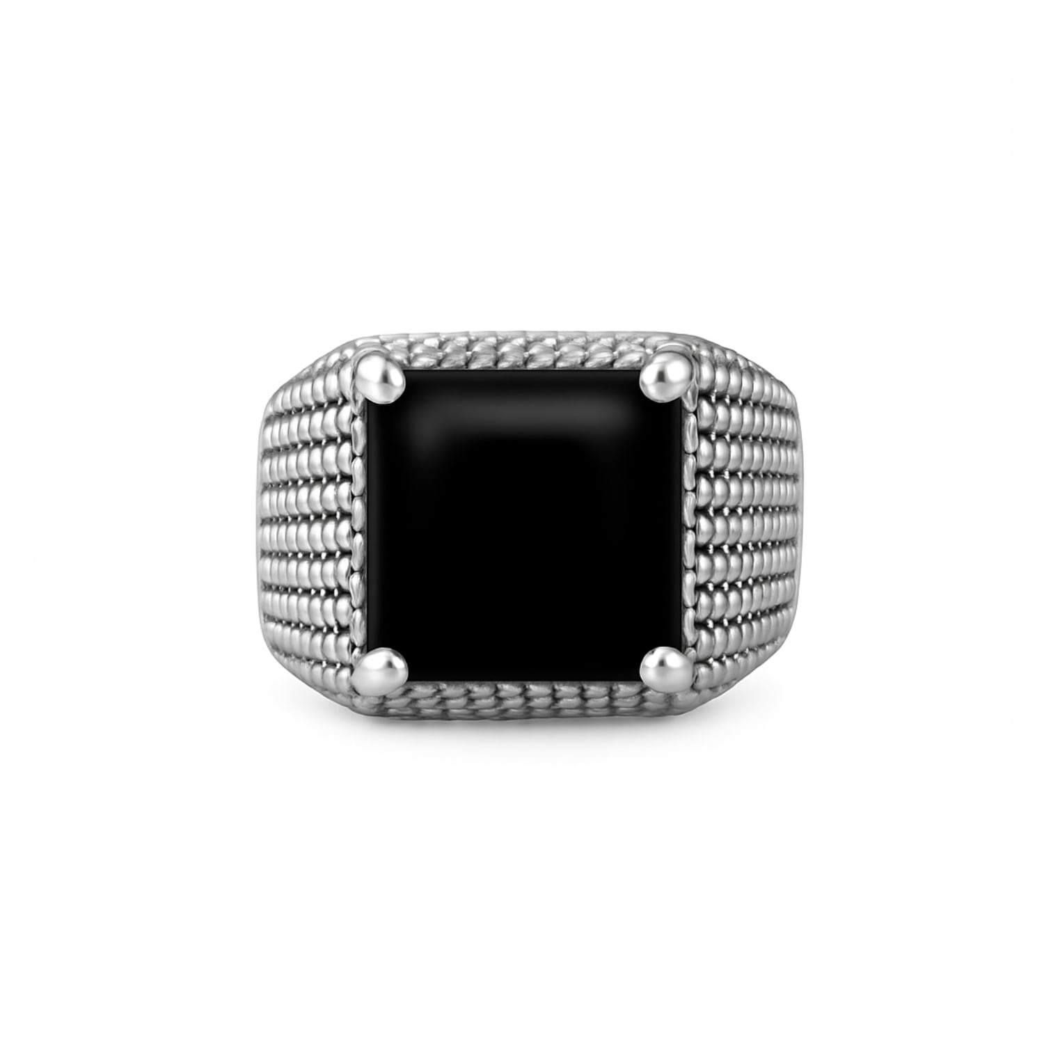 Unaloe Sterling Silver Women's Ring With Black Onyx – Bold Design With Adjustable Band