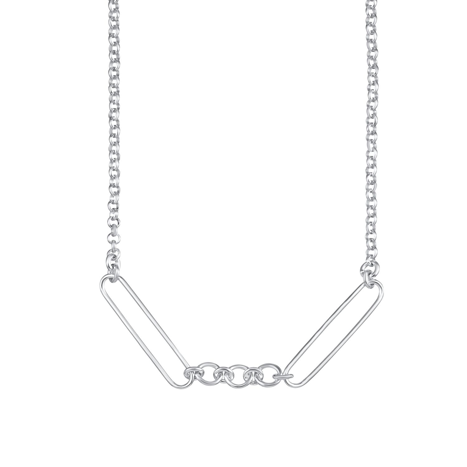 Sterling Silver Mixed Link Charm Collector Necklace