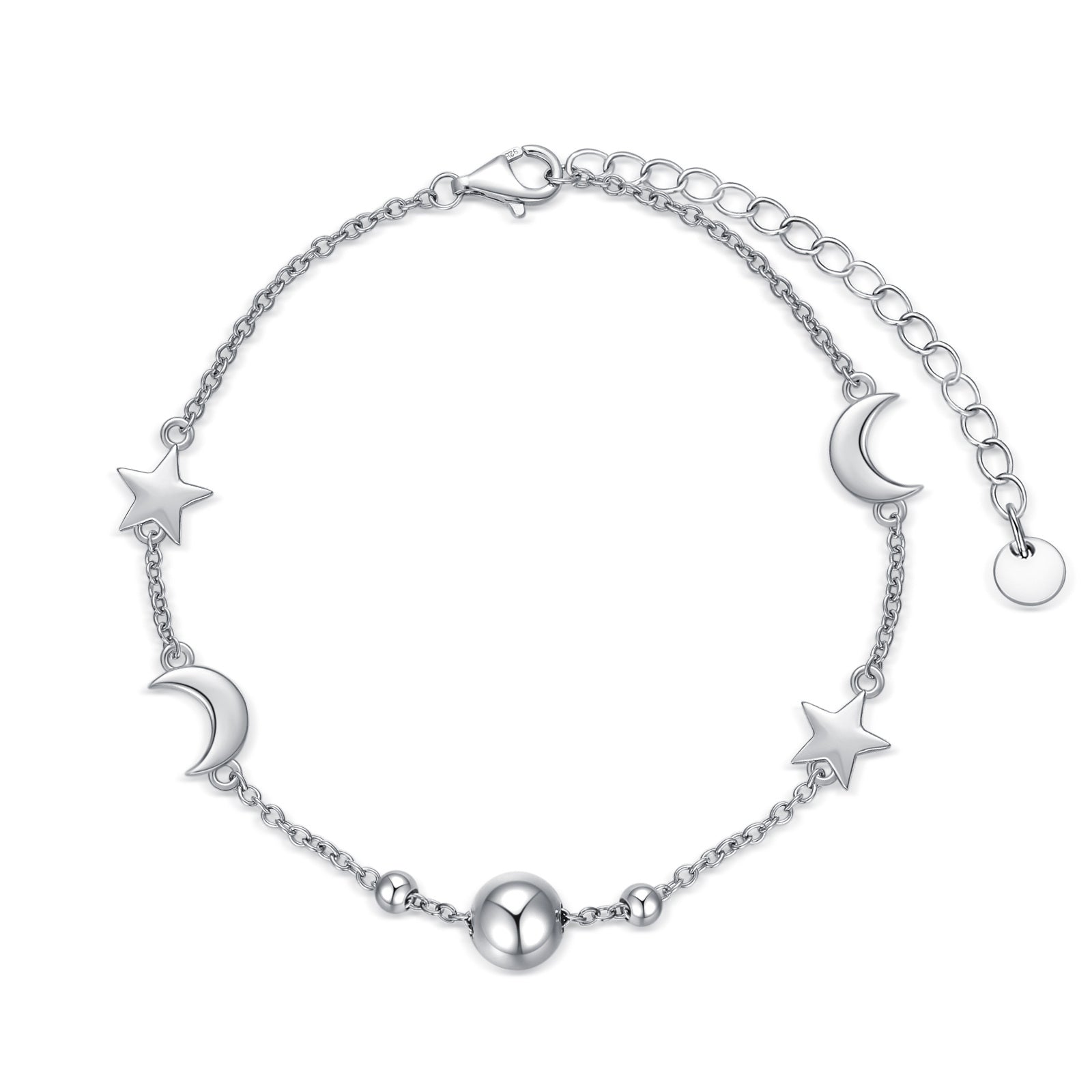 Sterling Silver Moon Charm Bracelet