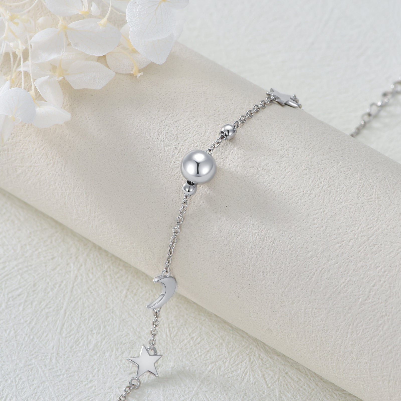 Sterling Silver Moon Charm Bracelet